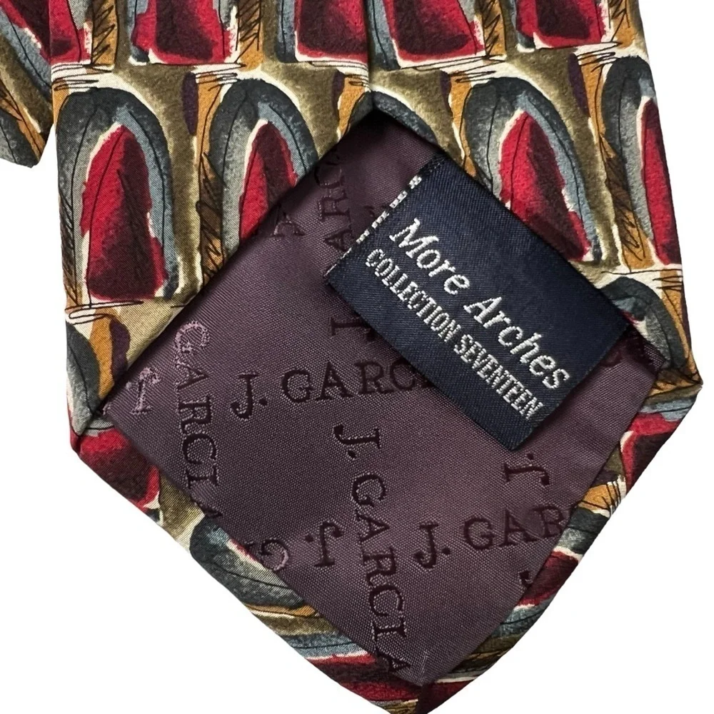 J.Garcia 2 Silk Neck Ties Arches Collection 55 Red Geometric Jerry Artist Mens